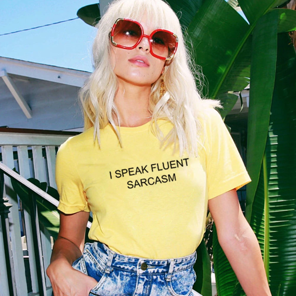 I Speak Fluent Sarcasm T Shirt Funny Mens Womens Kids Top INCT Tumblr Indie