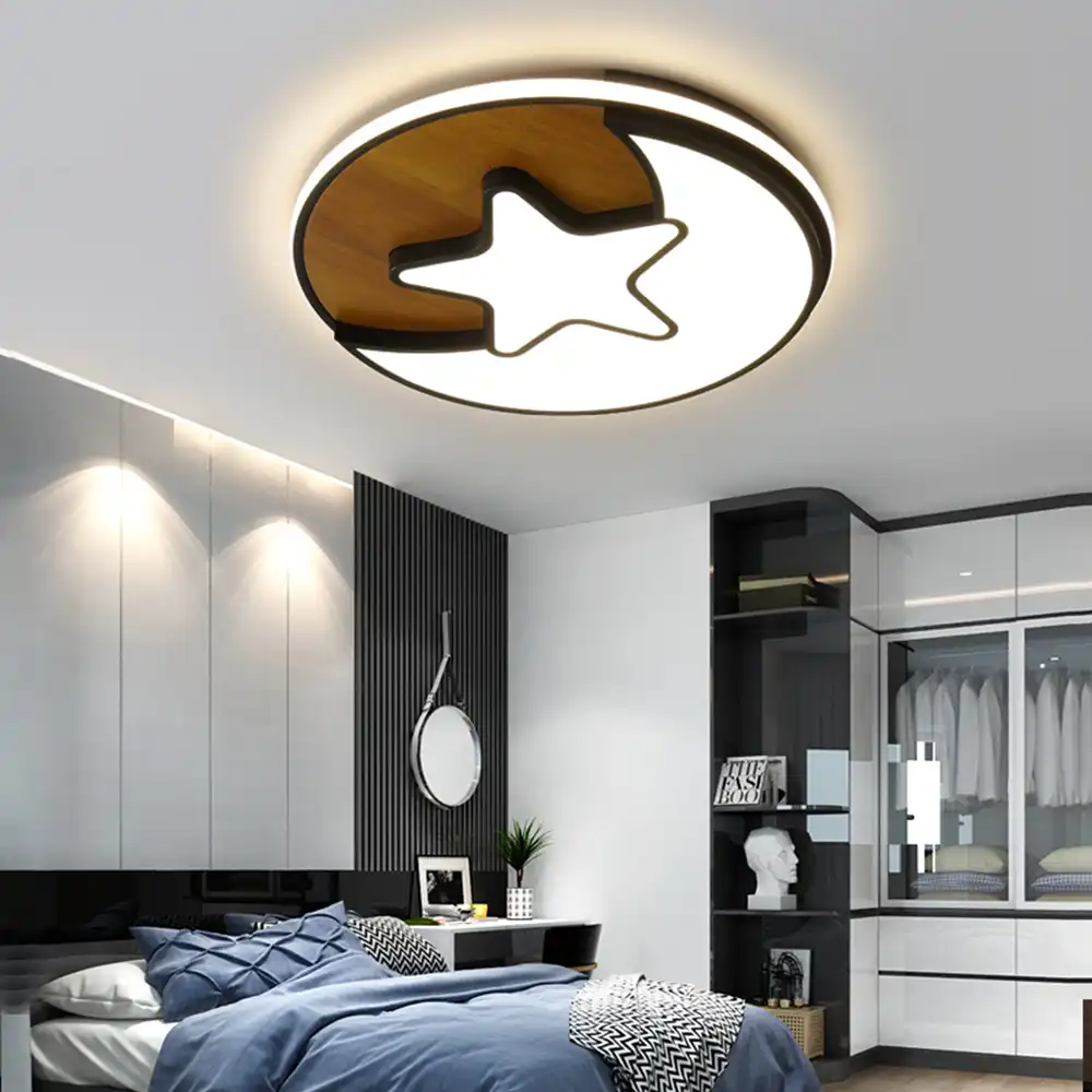 Plafoniera Moderna A Led A Luna Con Telecomando Lampada Da Soffitto A Stella Nera Plafoniere Dimmerabile