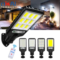 Lampe solaire 117 COB étanche avec télécommande intelligente, grand format, capteur de mouvement à infrarouge, éclairage d'extérieur, idéal pour un jardin, la rue 