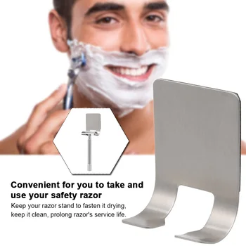 

New Men Shaving Shaver Shelf Stainless Steel Razor Holder Shaving Razor Rack Bathroom Self-adhesive Razor Hook Hair Art Tools