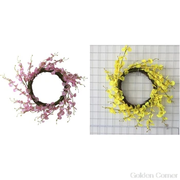

Artificial Flowers Pink jasmine Wreath Spring Wreath Outdoor for Front Door Wall Window Party Wedding Décor Au10 20 Dropship