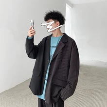 Осенний Повседневный блейзер в полоску с длинными рукавами в деловом стиле