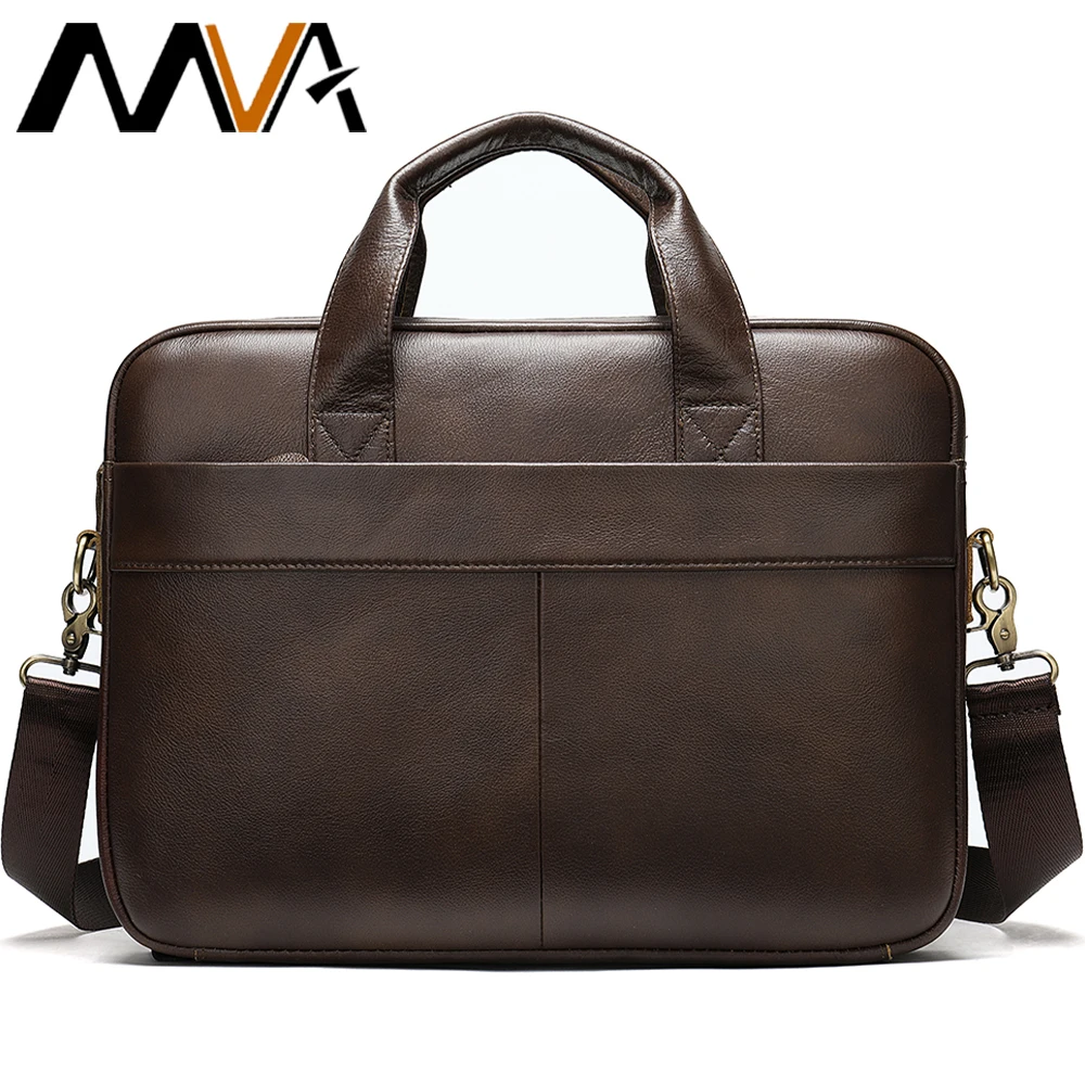 MVA Men's Leather Briefcases for Laptop Bag 14 Men's Bags Genuine Leather Bag for Documents A4