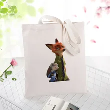 Zootopia серийная Холщовая Сумка для ежедневного использования хозяйственная сумка текстовый DIY пользовательский принт логотип экологический многоразовый сумка из перерабатываемого материала