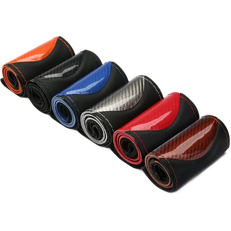 Deluxe Carbon Fiber Hand-stitched Leather Steering Wheel Cover
