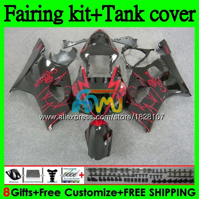 

+Tank Body For SUZUKI GSX R1000 K3 GSXR-1000 Red CORONA GSXR1000 1000CC 97BS.87 GSX-R1000 GSXR 1000 CC 03 04 2003 2004 Fairing