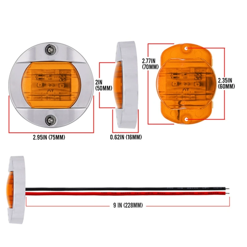 

12V Round 6 LEDs Front Rear Side Indicator Marker Light for t.u.k.Trailer Yacht Y4UA