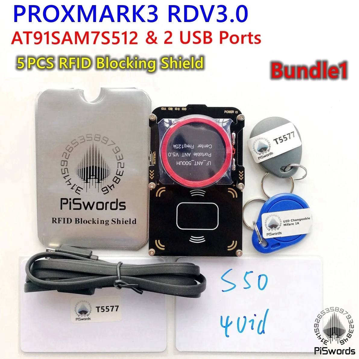 Proxmark 3 V2 RDV elechouse RFID Etiquetas de lectura con tarjeta S50 HID herramienta de desarrollo 