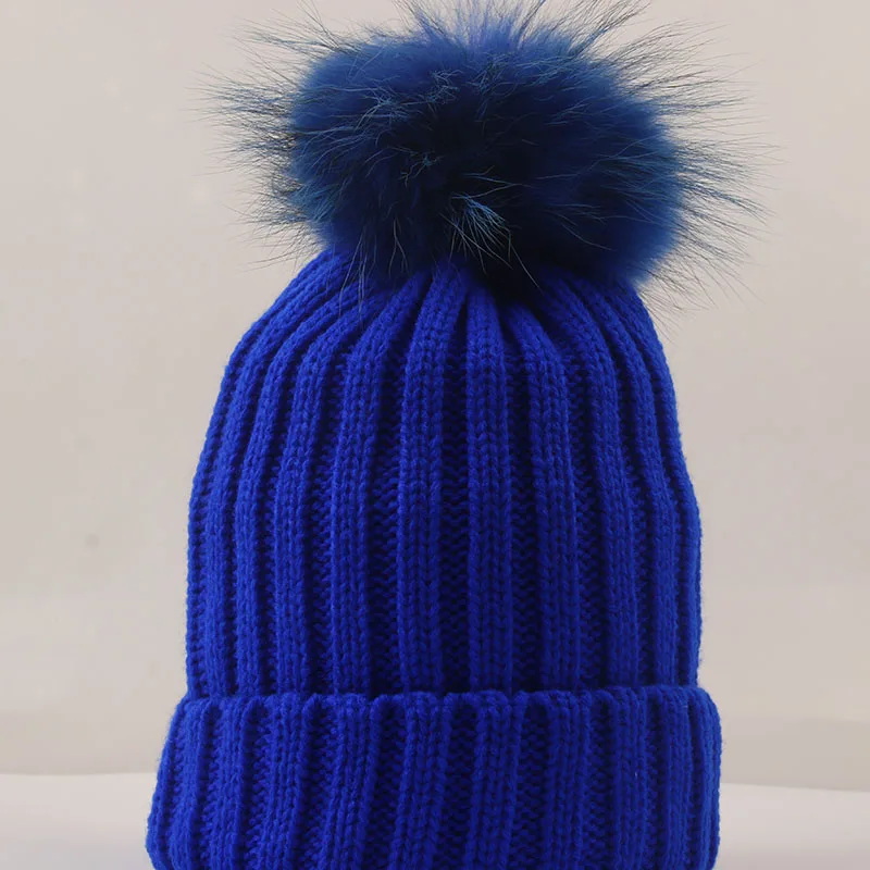 DANKEYISI шарик из меха норки шапка Меховые помпоны Skullies Beanies зимняя женская шапка для девочки вязаные шапки шапка женский головной убор из плотной ткани - Цвет: royal blue