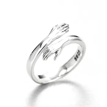 

Korean Version Couple Ring Love hug Romatic Style Creativity Fashion Finger Decor Jewelry Opening Adjustable