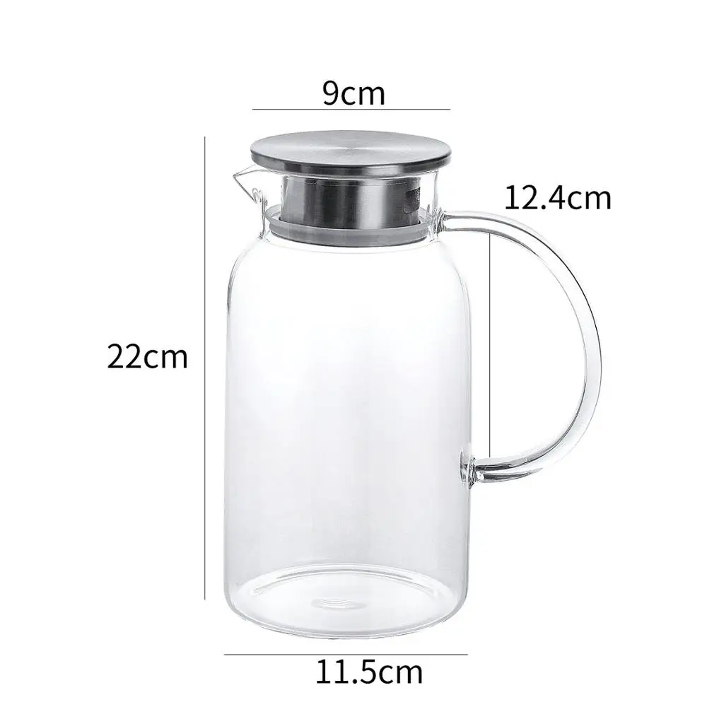 1,6л Высокая боросиликатная стеклянная бутылка для холодной воды большая емкость кувшин Бытовая бутылка для сока - Цвет: Светло-серый