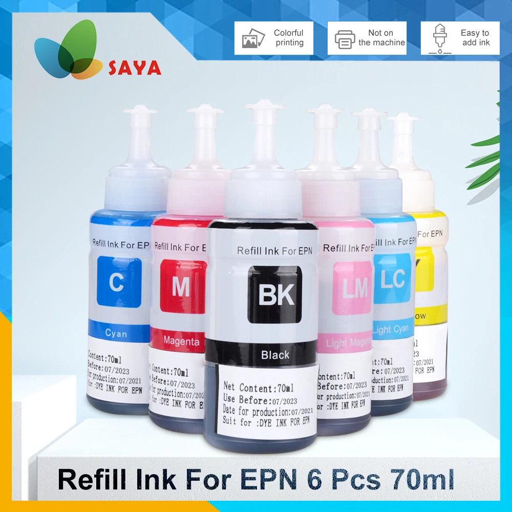 5 наборов бесплатная доставка набор из 6 картриджей для принтера Epson L800 L801 70 мл