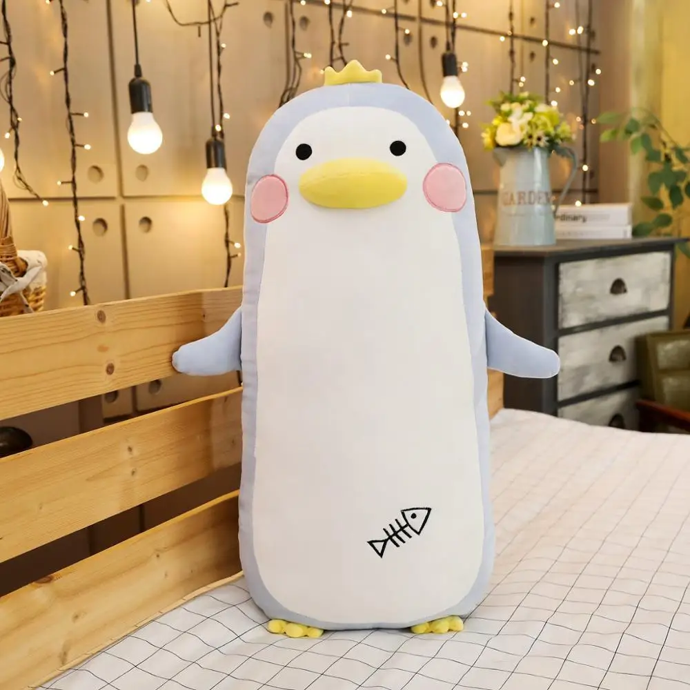 45-100CM Soft Big Penguin Plush Toys Stuffed Cartoon Animal Doll Sleep Pillow Fashion Toy for Kids Baby Lovely Christmas Gifts - Цвет: Синий