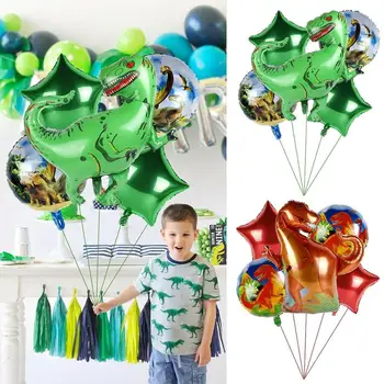 

5Pcs Set Giant Dinosaur Balloons Set Foil Balloons For Kids Birthday Baby Shower Roar Dinosaur Party Decoration Party Globos