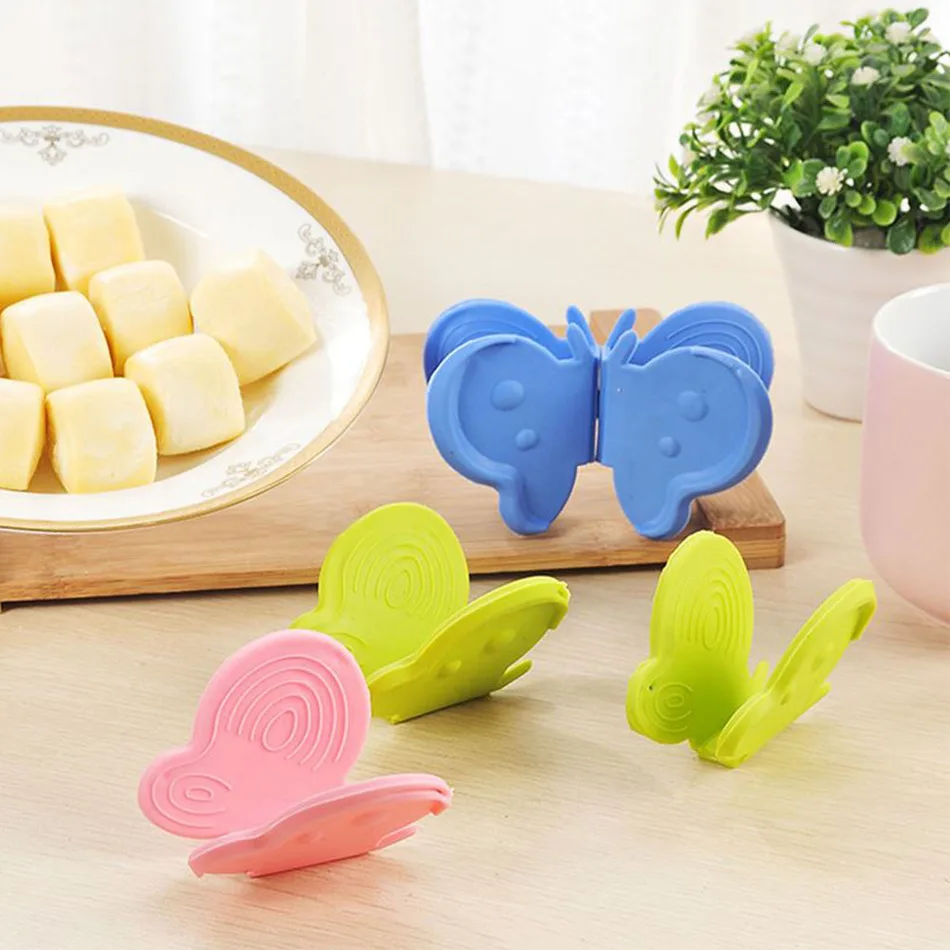 1 шт. очаровательное Силиконовое устройство в форме бабочки против ожогов с магнитами, гаджет для кухонных инструментов, случайные цвета