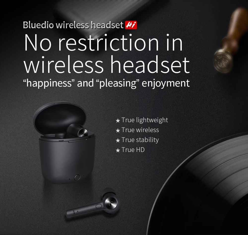 Оригинальные Bluedio Hi TWS беспроводные Bluetooth наушники 5,0 HiFi стерео спортивные наушники гарнитура с зарядным устройством для iOS Android