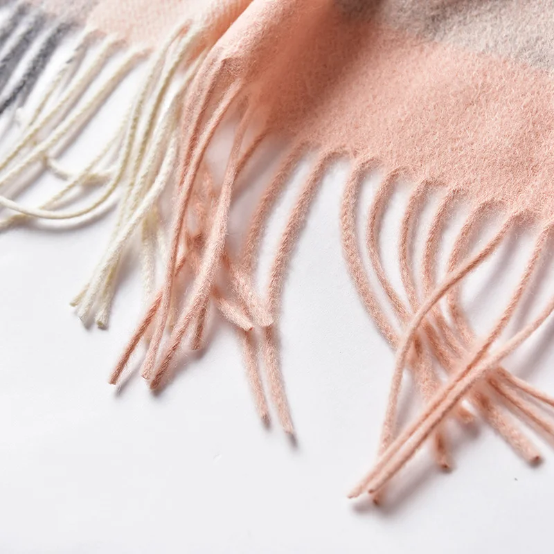 Женский зимний кашемировый шарф в клетку Echarpe бренд палантины из пашмины с кисточкой тёплый платок Femme чистый кашемир шарфы