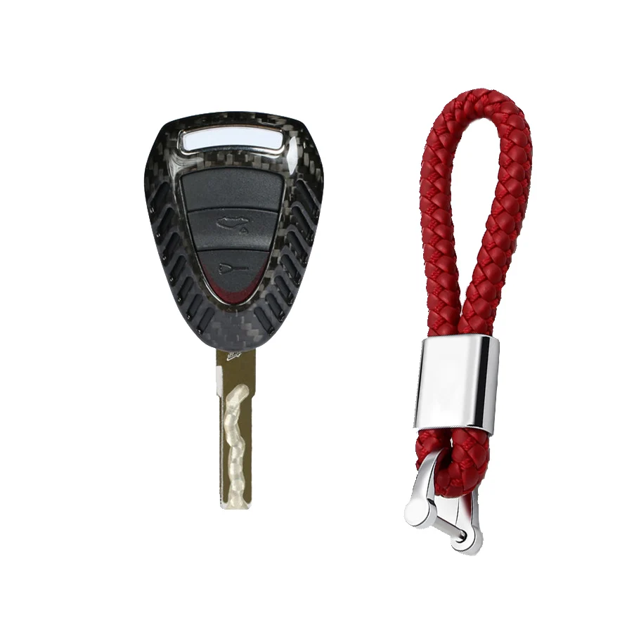Case and keychain 2 Углеродное волокно глянцевый автомобильный брелок чехол для Porsche Boxster 911 Cayman 3 автомобильный ключ с кнопкой для Porsche 911 - Название цвета: Case and keychain 2