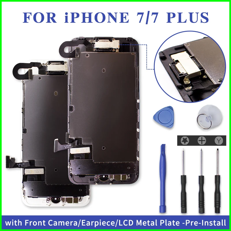 

Full Set 3D Ecran LCD for iPhone 5 6 7 7 Plus Screen Replacement Assembly Digitizer Front Camera+Earpiece Speaker+Tempered Glass
