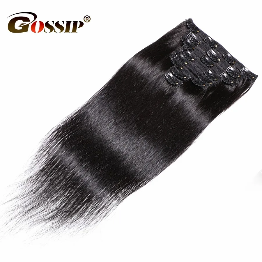 120G 8Pcs/Sets Clip In Hair Extensions Human Hair 10 to 26 Inch Brazilian  Remy Straight Hair Natural Black 4 613 Color For Women