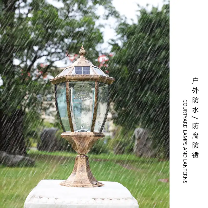 lampara led de energia solar para exteriores lampara de calle de poste alto impermeable lampara villa europea jardin patio poste de lampara