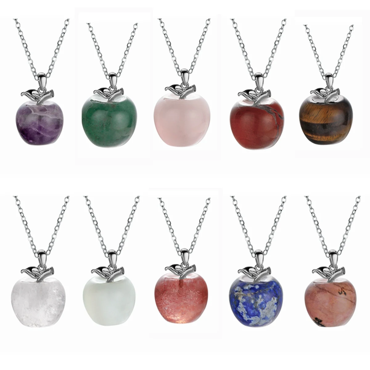 

SEVENSTONE 2019 Reiki Apple Pendant Natural Gem Stone Healing Pendants Gifts for Women Angel Crystal Girls Pendant Jewelry Lol