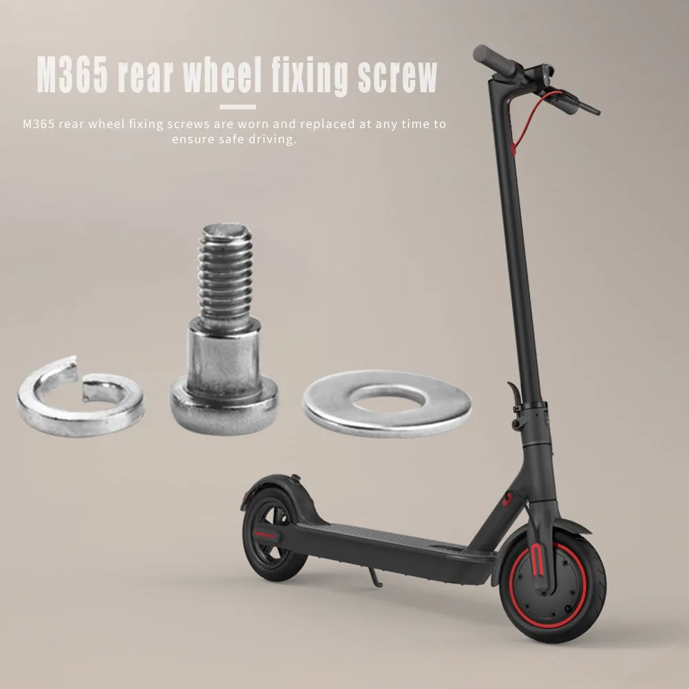 Stainless Steel Scooters Silver Rear Wheel Fixing Bolt Screw Set Component Accessories For
