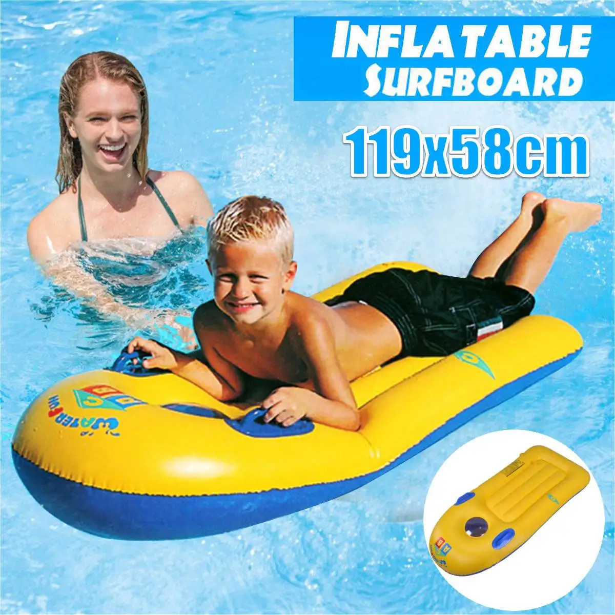 

Inflatable Surfboard Kids Water Toys 119x58cm Children's surfboard Pool Beach Water Sports Surfing Swimming Floating Bed Pad
