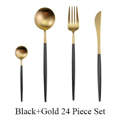 Black Gold 12 шт./компл. набор посуды 304 Нержавеющая сталь Черный Золотой набор столовых приборов нож, вилка, набор столовых приборов посуда столовые приборы Прямая - Цвет: Black Gold
