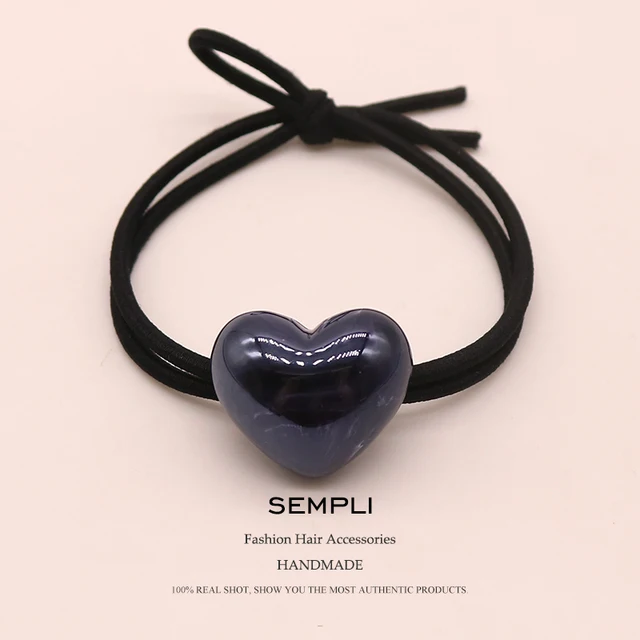Sempli Pink Color Solid Elastic Hair Bands Love Dog Headband Women Animal Rubber Band Lady Letters Hair Accessories Scrunchie Black