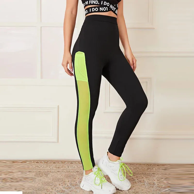 Mesh WITHZZ эластичные спортивные Леггинсы женские леггинсы для фитнеса лосины для тренировок Vrouwen Tayt контрастные цвета Леггинсы с карманами - Цвет: Mesh