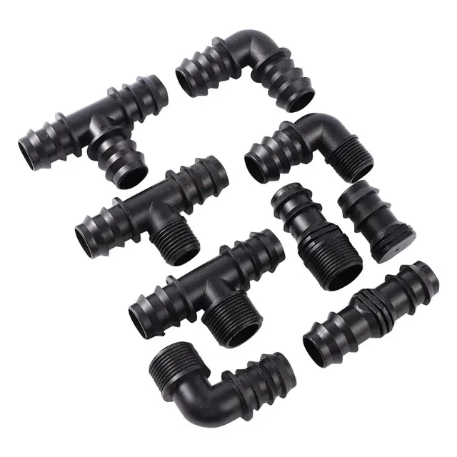 Szögesdrót Dn25 Csőcsatlakozó 1/2 "3/4" Hímszálú Kikötő Póló Könyök Egyenes Opcionális Kerti Mezőgazdasági Öntözési Vízcsatlakozó