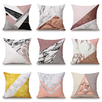 

Pink Geometric Abstract Decorative Pillows Case Marble Pattern Designer White and Black Grey Cheap Cushion Cover 45*45 cm