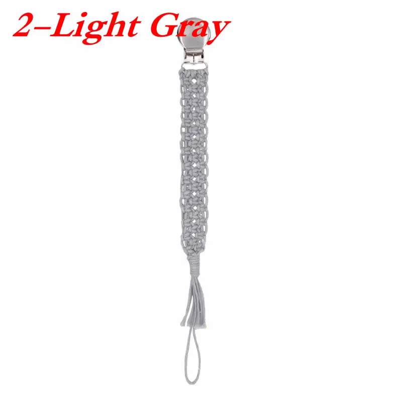 2 Light Gray Винтажная простая вязаная крючком хлопковая Соска-пустышка, Детская Хлопковая цепочка с кисточками для соска для новорожденного, соска, жевательная игрушка, пустышки, клипсы - Цвет: 2 Light Gray