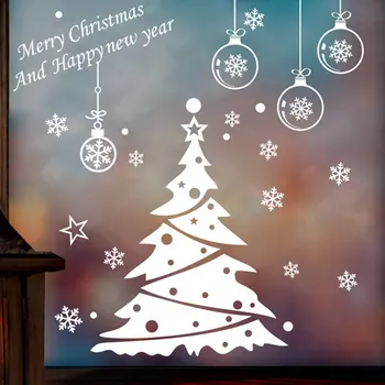 

Family Festival Atmosphere Christmas Glass Window Decoration Christmas Tree Traceless Pvc Wall Sticker