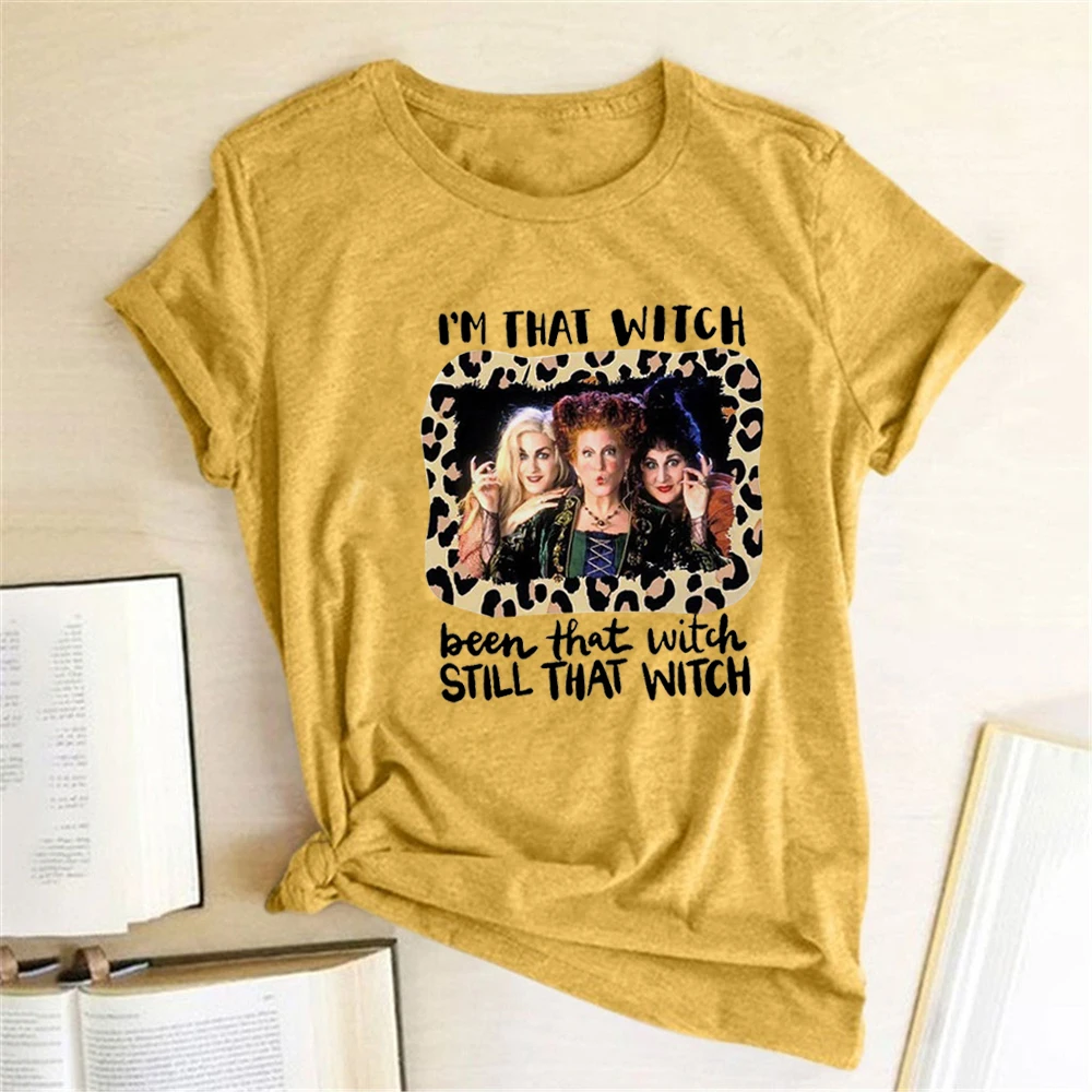 Im That Witch Been That Witch Printing T-shirts Women Summer Graphic Tees Funny Shirts for Women Loose Round Neck Harajuku Top