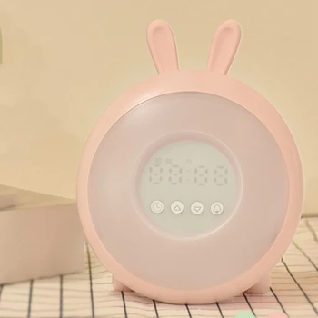 

Cute Rabbit Wake Up Light Alarm Clock Sunrise/Sunset Simulation Digital Clock 7Colors Light Sounds Snooze Function Press Control