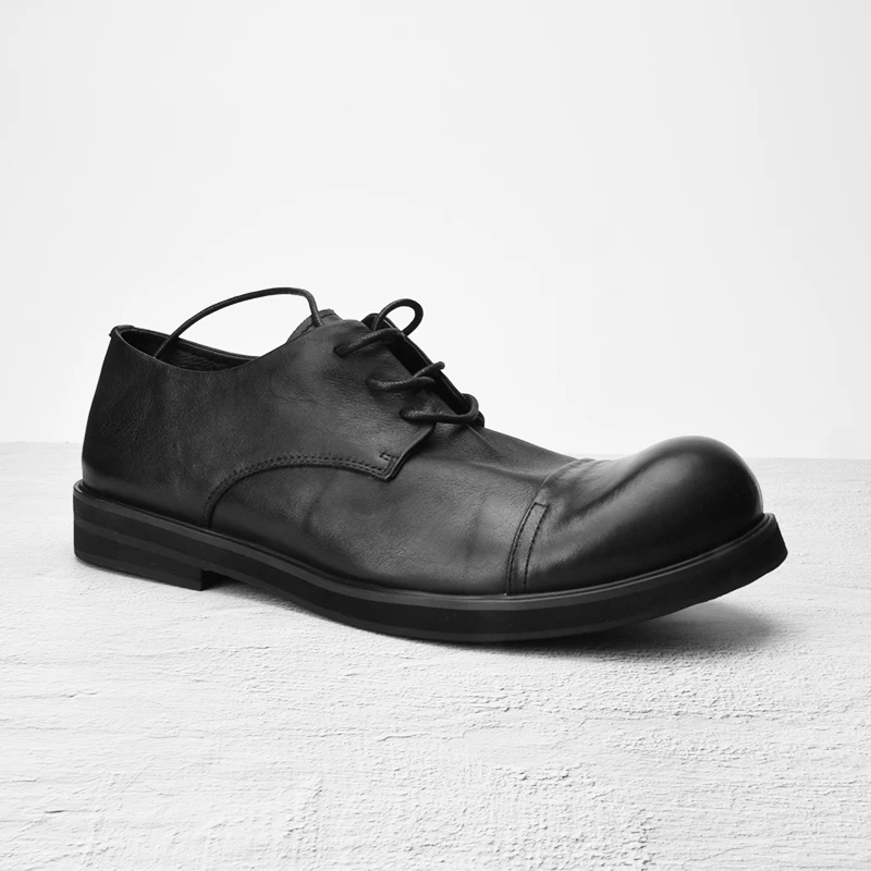 Autumn winter leather low help men's big shoes scalp shoes round head thick bottom soft leather retro shoes hairdresser Autumn winter leather low help men's big shoes scalp shoes round head thick bottom soft leather retro shoes hairdresser