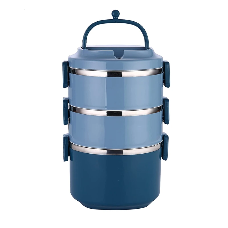 Bento Lunch Box for Adults Kids Leakproof 3 Tier Stainless Steel Stackable Thermal Compartment Container | Дом и сад