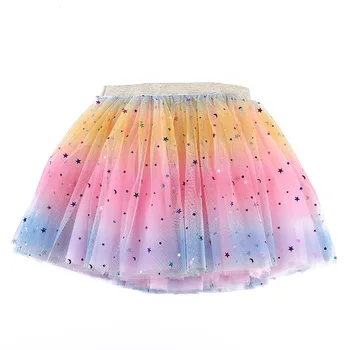 

2020 New Children's performance dress Tutu children's Tulle Five Star Rainbow Dress Girl tutu skirt