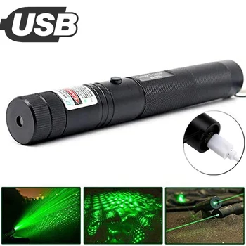 

Built-in battery Green laser Pointer High Power Visible Beam with USB Rechargeable Adjustable Focus for Hunting Hiking