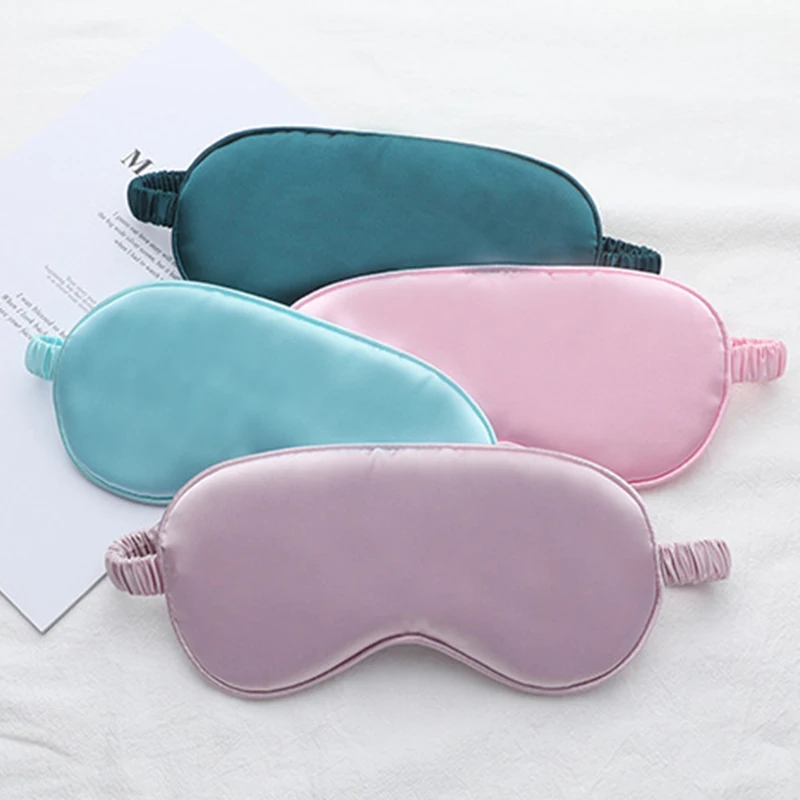 Eye Mask Eye Patch Silk Sleeping Eye Mask Carrying Pouch Bag Travel Sleep Eyeshade Women Man Nap Cover Comfortable Eye Patch Help Rest
