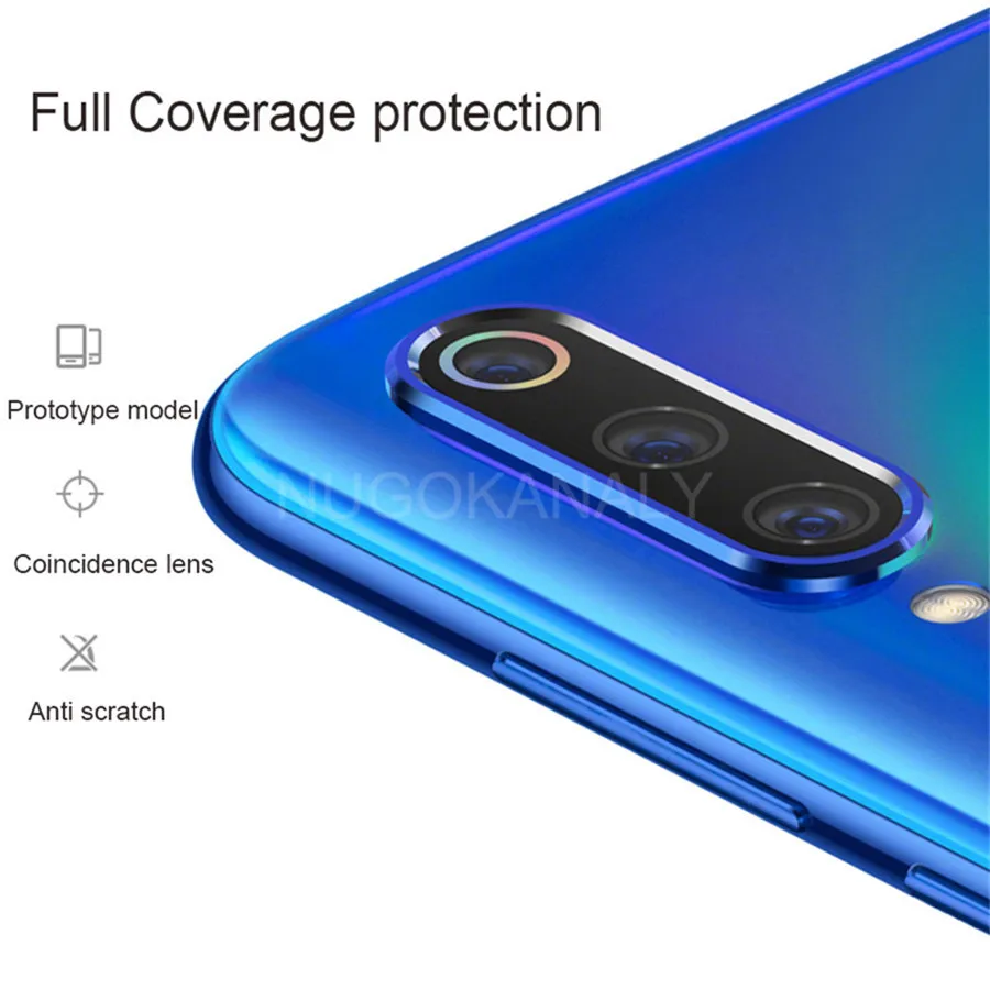 Tempered Glass+ Metal Protective Ring for Xiaomi Mi A3 9 Lite CC9 CC9e Camera Lens Screen Protector Protection Film Cover Case