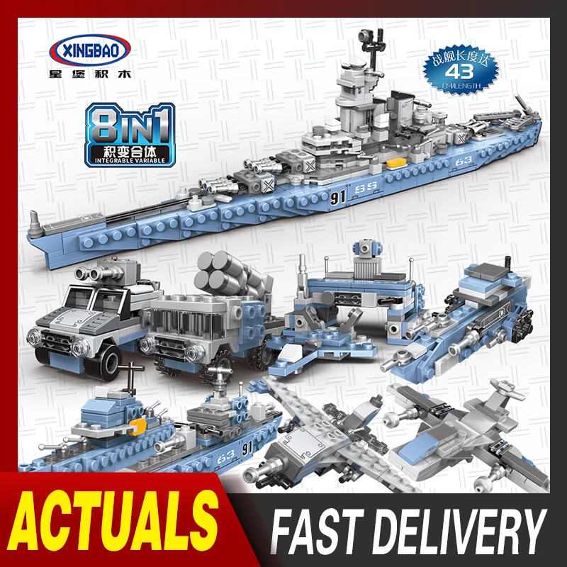 

XINGBAO military Ship ww2 warship aircrafted carrier navy building kits blocks kids toys bricks sets aircraft Children Gifts