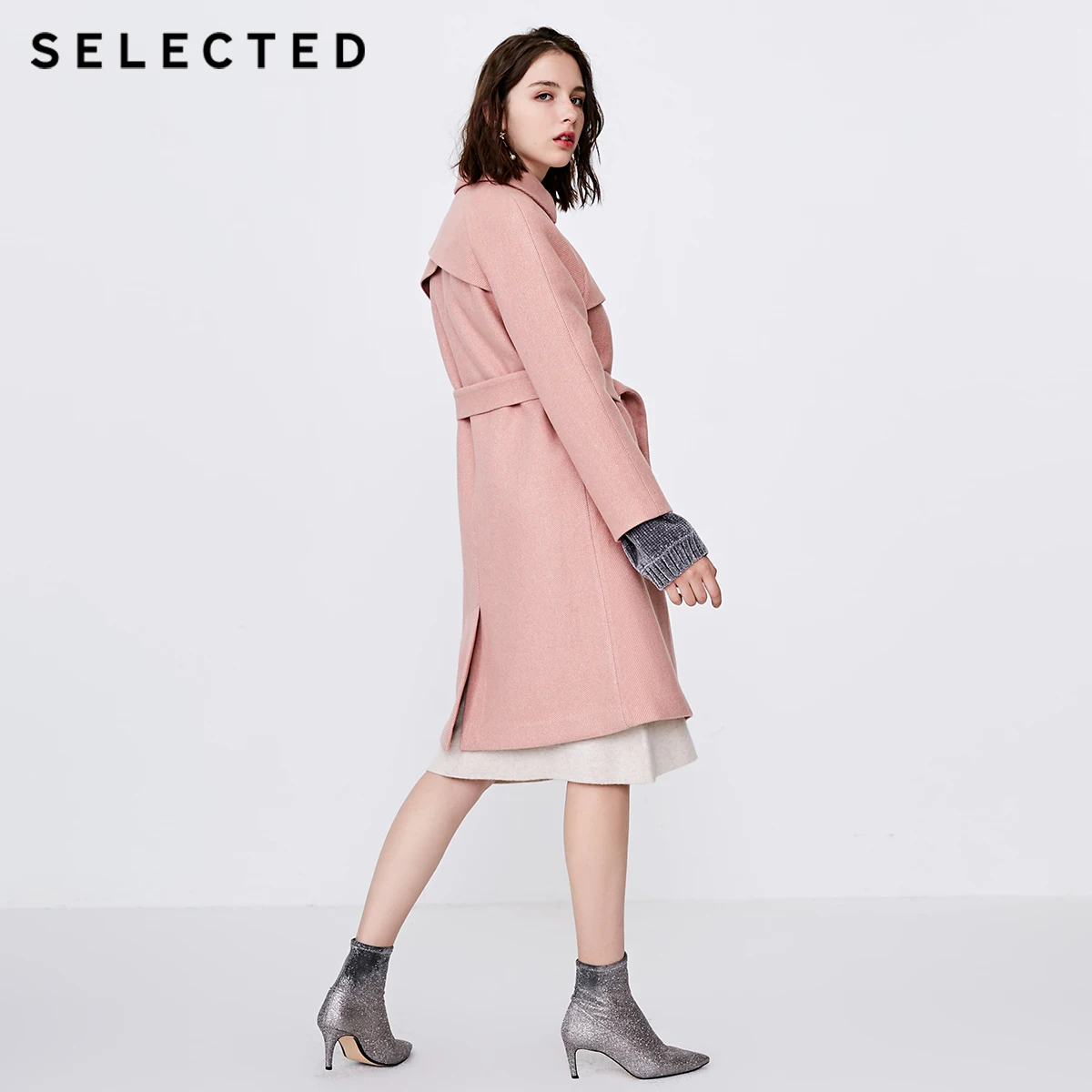 remarkable  SELECTED Autumn and winter women's wool long belt coat S 418427516
