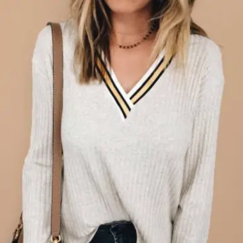 

Hirigin Hot Long Sleeve Shirt for Women Fall 2018 New Casual Tops Shirt Loose Fashion V-Neck Blouse Cotton Blouse Streetwear