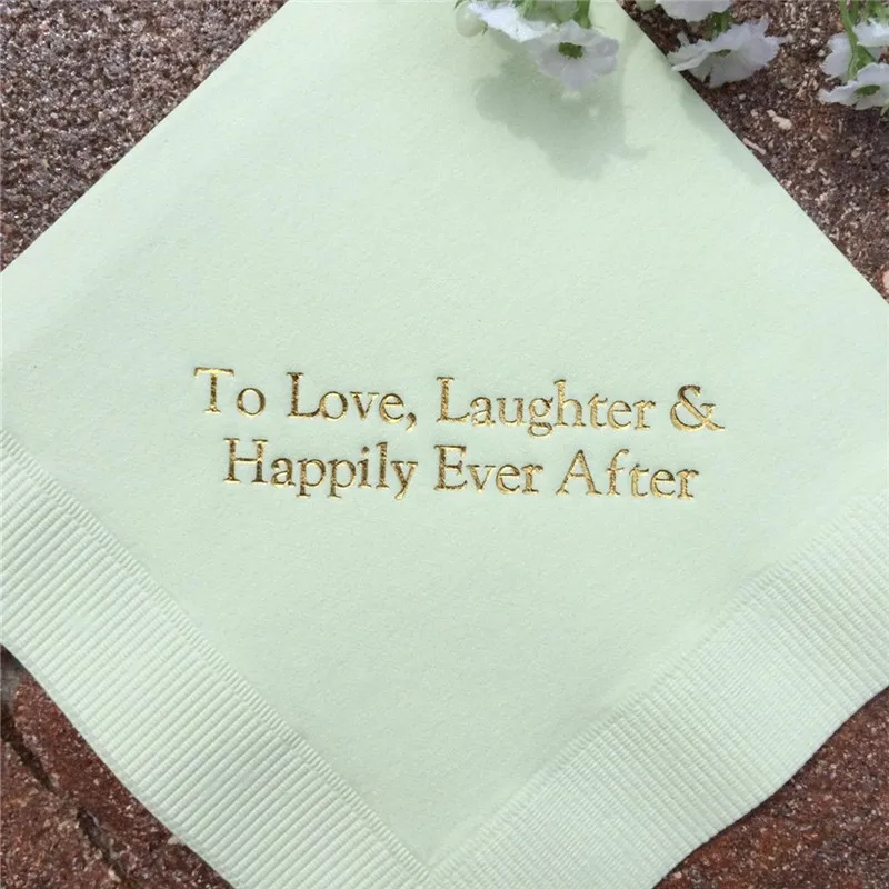

50 Napkins To Love Laughter & Happily Ever After Cocktail Luncheon Dinner Guest Towel Size Available! You choose napkin color