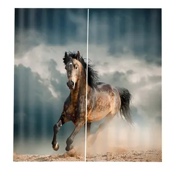

Cartoon Blackout 3D Window Curtain Galloping horse cushion Curtain 140*100cm Modern Home Decoration Living Room Bedroom