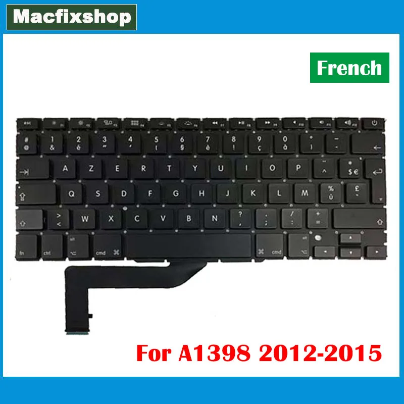 Laptop Fr Eu A1398 Tastiera Francese Per Macbook Pro 15.4 "Retina Crafty A1398 Tastiera Retroilluminazione Retroilluminata 2012 2013 2014 2015