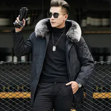 Шуба из натурального меха норки, меховая подкладка из лисьего меха, парка из меха норки, Шуба для мужчин, уличная одежда, теплые парки размера плюс, куртки YY611